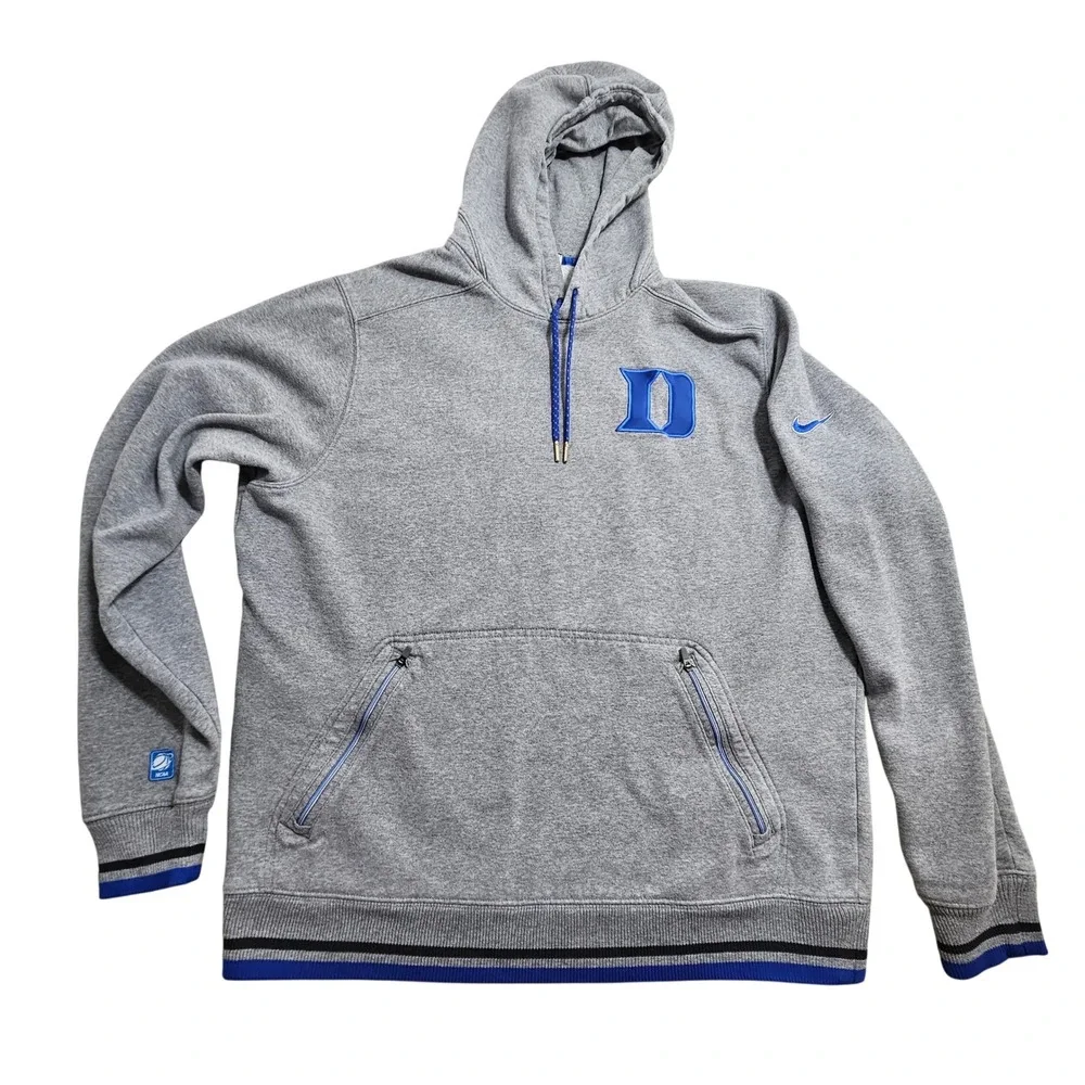 Nike Duke Blue Devils Hoodie Mens XL Gray Elite Basketball Pullover 25312X-DK5 *